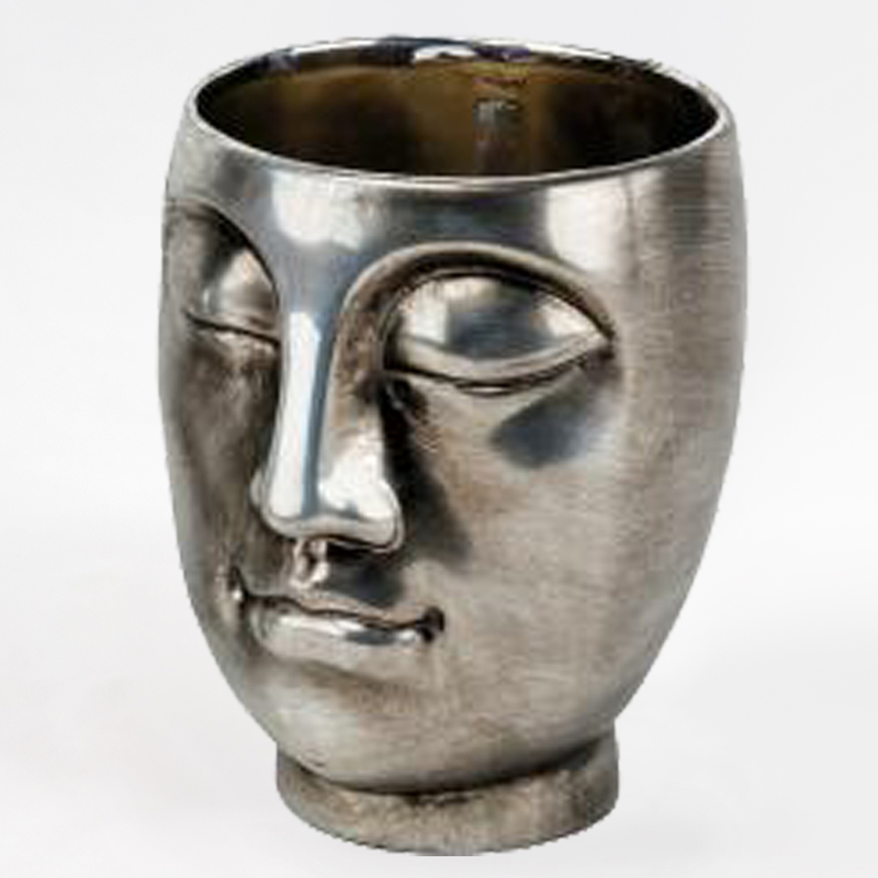 Vaso em Metal em forma de Rosto - 17x19cm